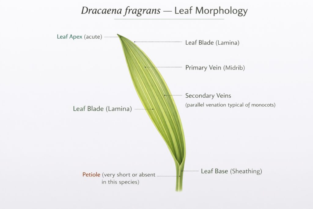 Leaf morphology of Dracaena fragrans