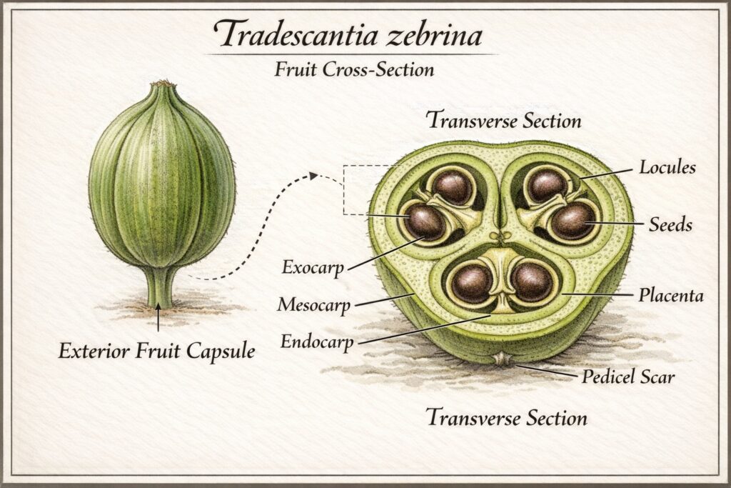 Tradescantia zebrina Fruit Cross-Section