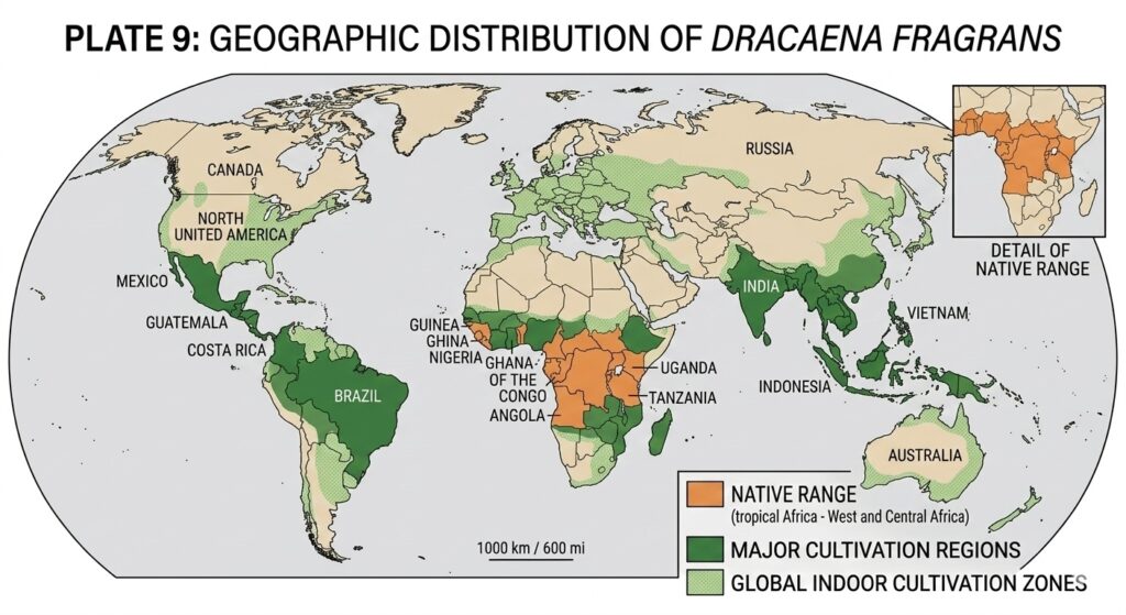 geographic distribution of Dracaena fragrans