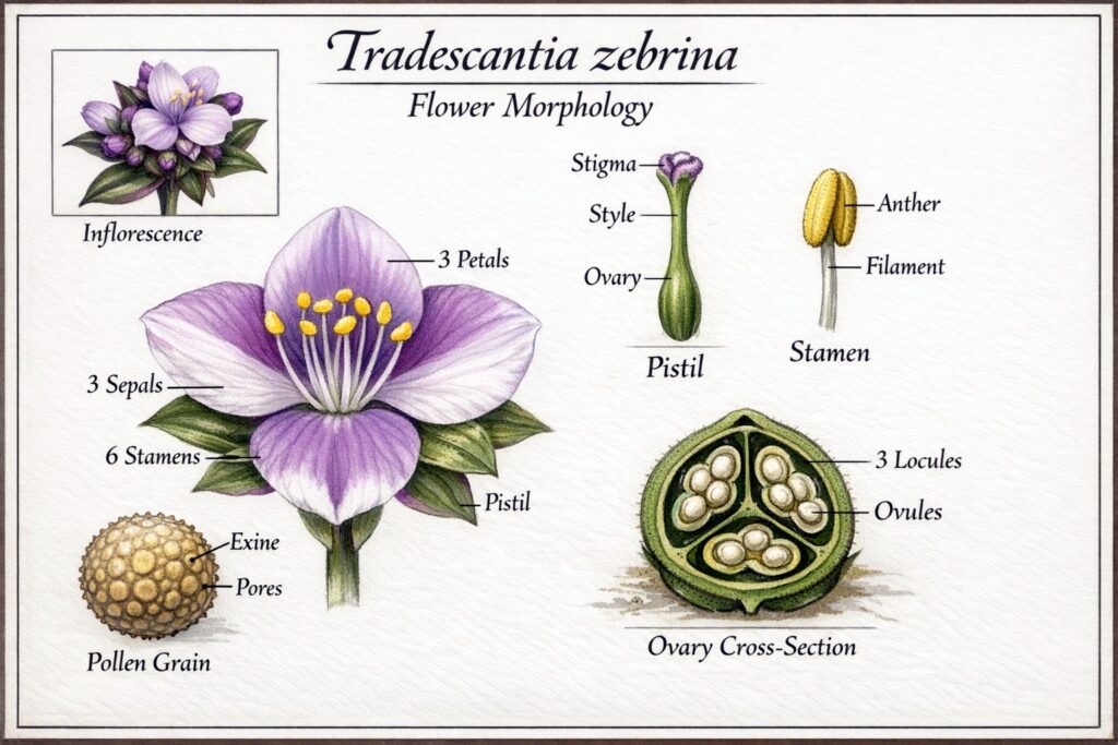 Tradescantia zebrina Flower Morphology