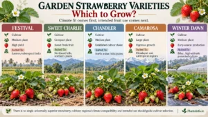 Comparison of garden strawberry cultivars Festival, Sweet Charlie, Chandler, Camarosa and Winter Dawn for different growing regions in India